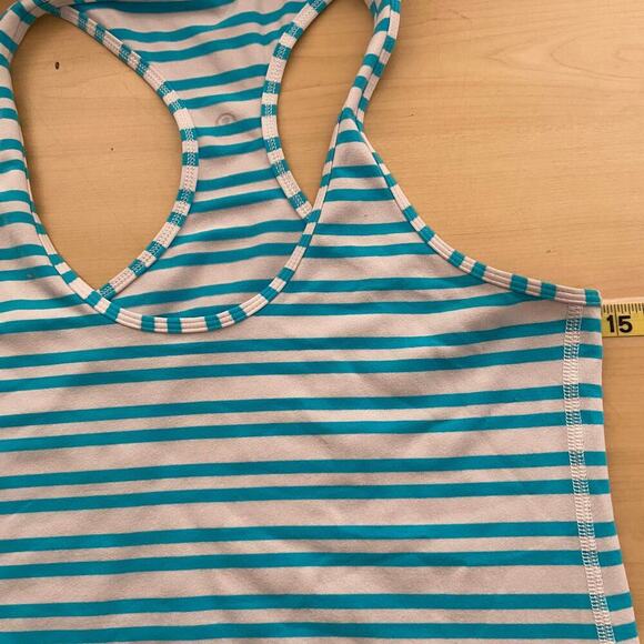 Lululemon Cool Racerback Tank Top Size 8 Blue White Stripe - Picture 8 of 10